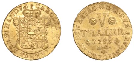 Germany, Brunswick-WolfenbÃ¼ttel, Karl Wilhelm Ferdinand, Five-Thalers, 1783mc, Brunswick (We...