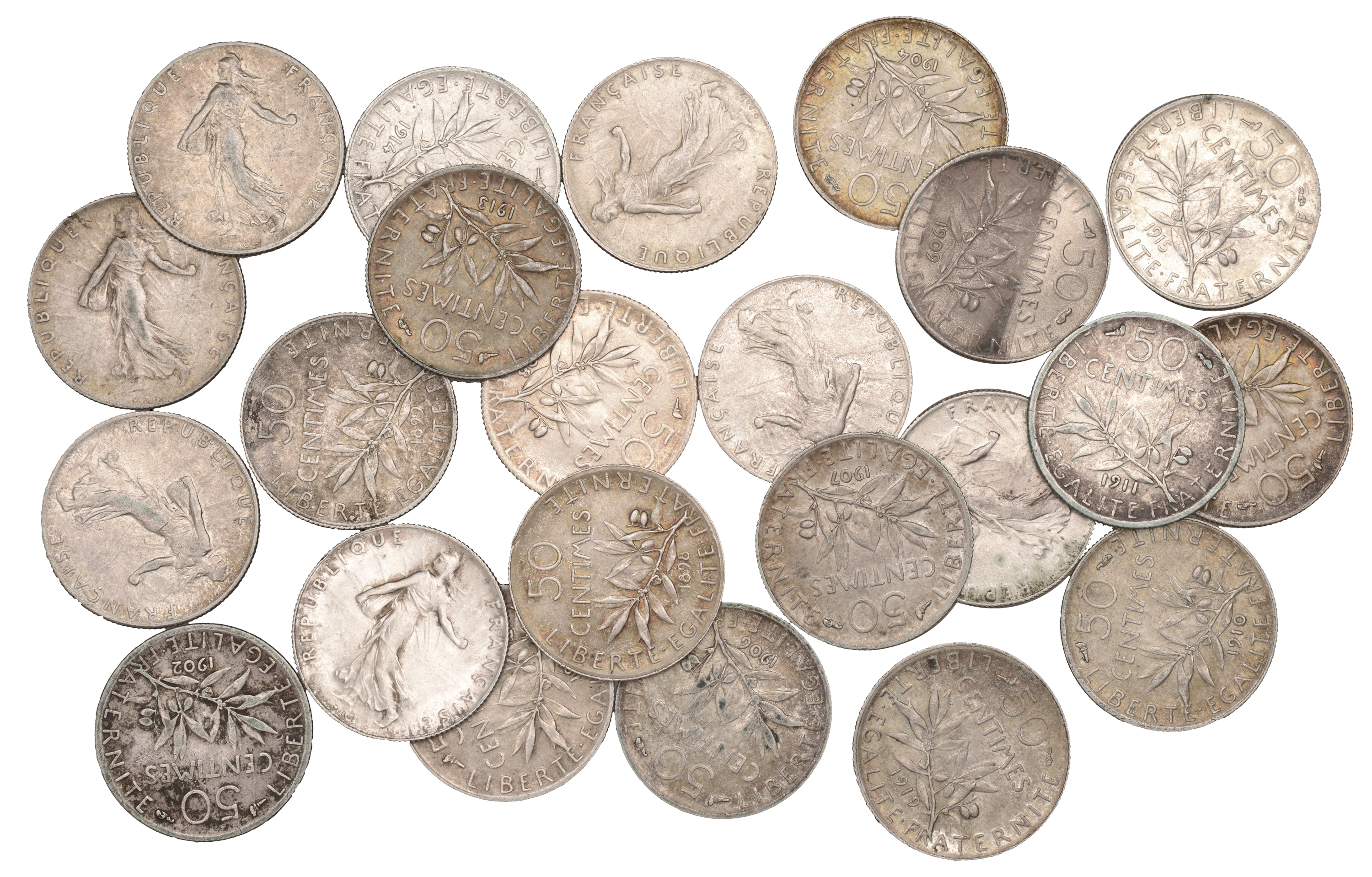 France, Third Republic (1871-1940), 50 Centimes (23), 1898-1920 inclusive (Gad. 420) [23]. V...