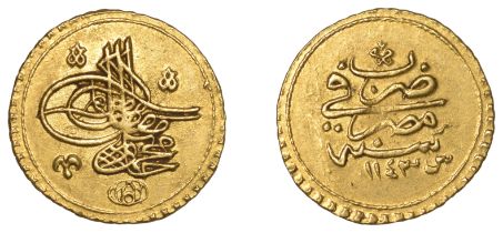 Mahmud I, Findik, Misr 1143h, sin, 3.43g/12h (OC 24-039; ICV 3313). Small file-mark on edge,...