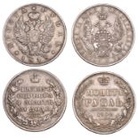 Russia, Alexander I, Rouble, 1818Ð¿Ñ, St Petersburg (KM. C130) ; Nicholas I, Rouble, 1852Ð¿a,...