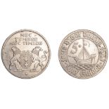 Danzig, Free City, 5 Gulden, 1935 (Kop. 7851; KM 158). Cleaned, otherwise about extremely fi...