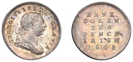 George III (1760-1820), Bank of Ireland coinage, Ten Pence, 1805 (S 6617). About mint state...