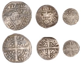 Edward I (1272-1307), Second coinage, Penny, Halfpenny, both type Ib, Farthing, type I, all...