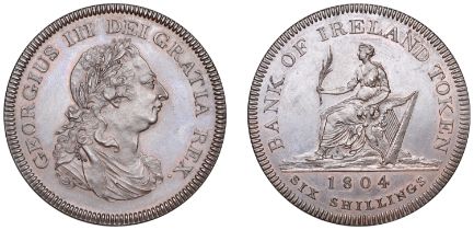 George III (1760-1820), Bank of Ireland coinage, Proof Six Shillings, 1804, in copper, 25.31...