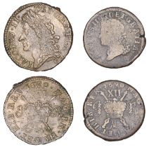 James II (1685-1691), Gunmoney coinage, Shilling, 1689, Jan:, 6.10g/12h (Timmins 1C; S 6581G...