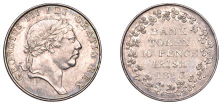George III (1760-1820), Bank of Ireland coinage, Ten Pence, 1813 (S 6618). Lightly cleaned,...