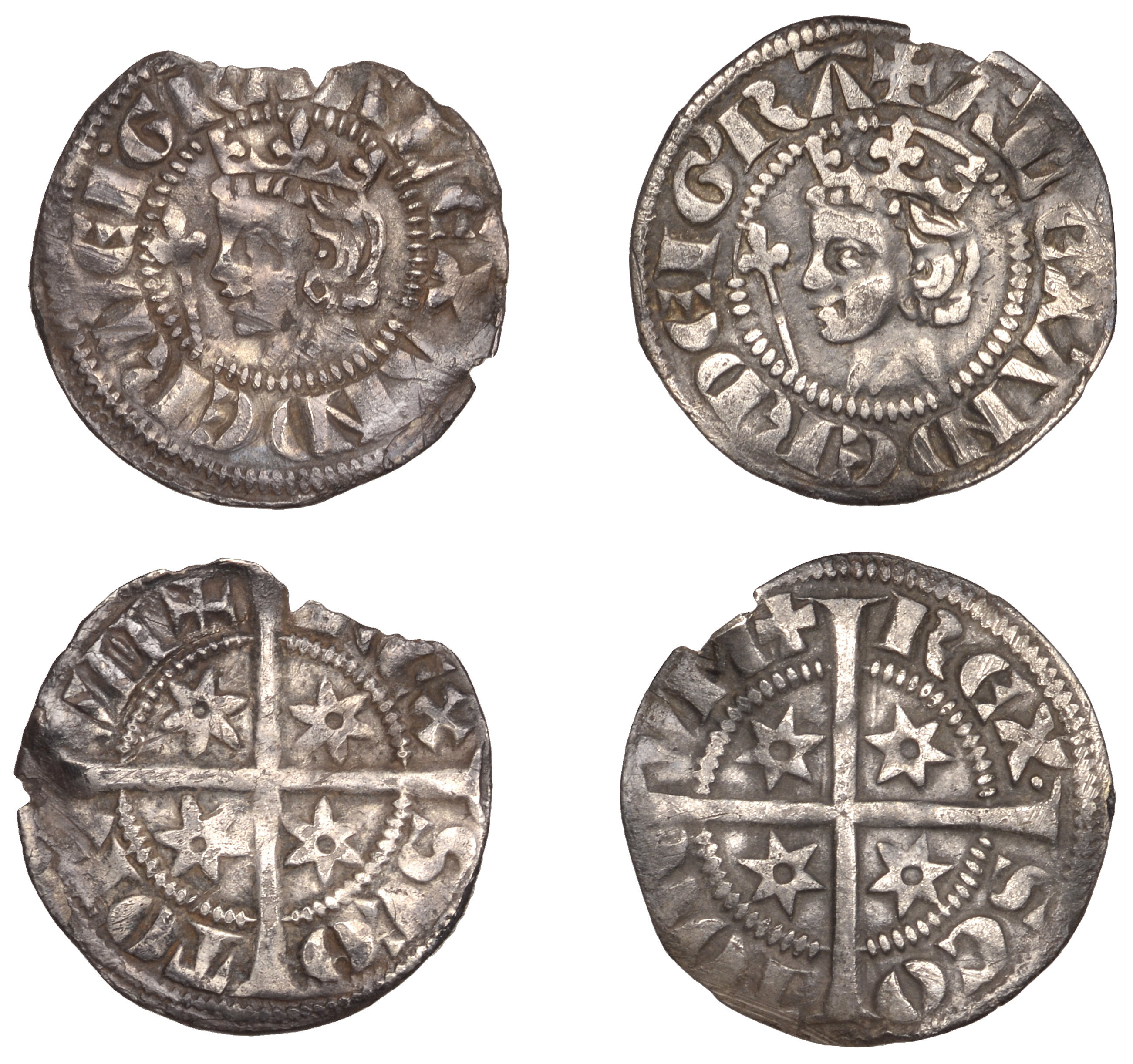 Alexander III (1249-1286), Second coinage, Sterlings (2), class Ma/B mule, mm. cross potent...