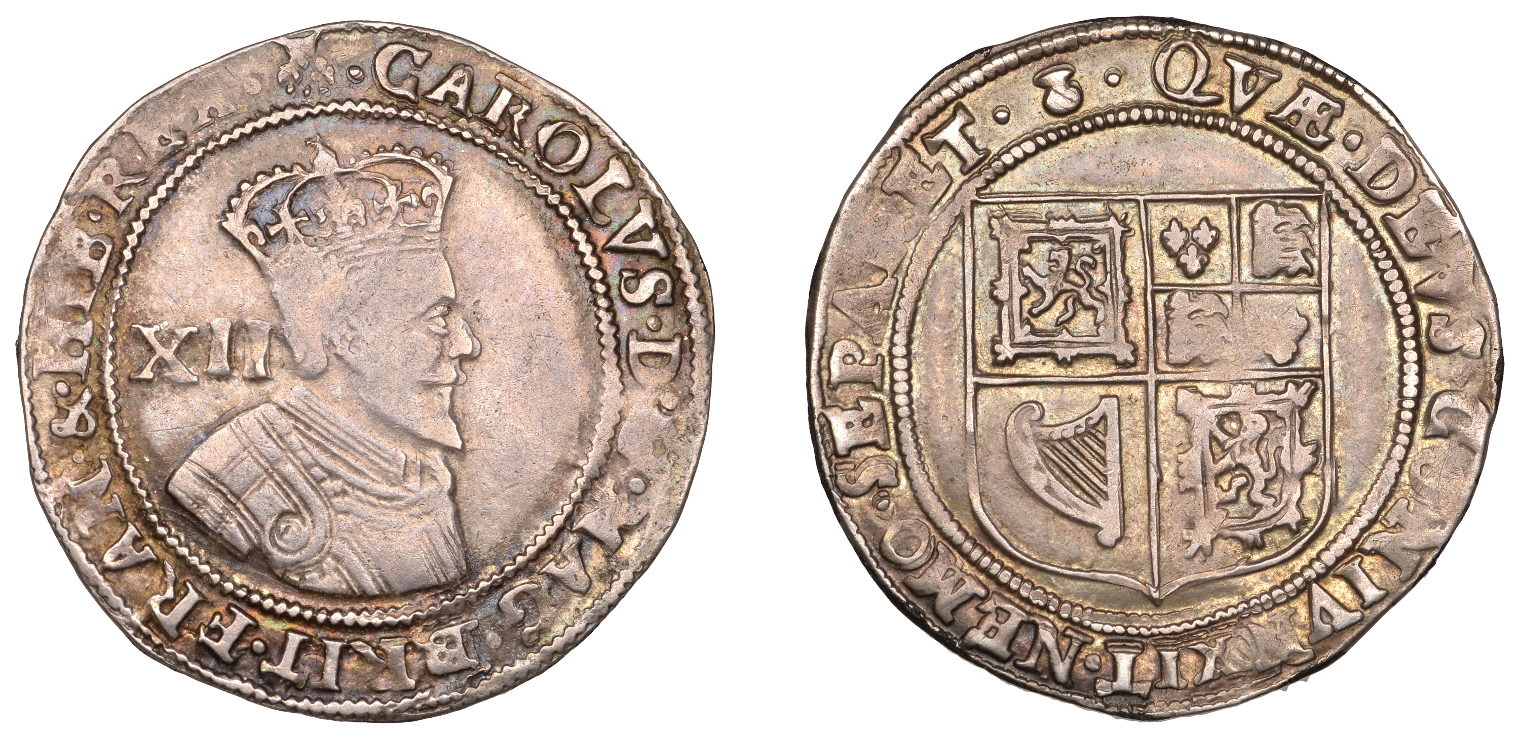 Charles I (1625-1649), First coinage, Twelve Shillings, mm. large thistle-head, reads fran &...