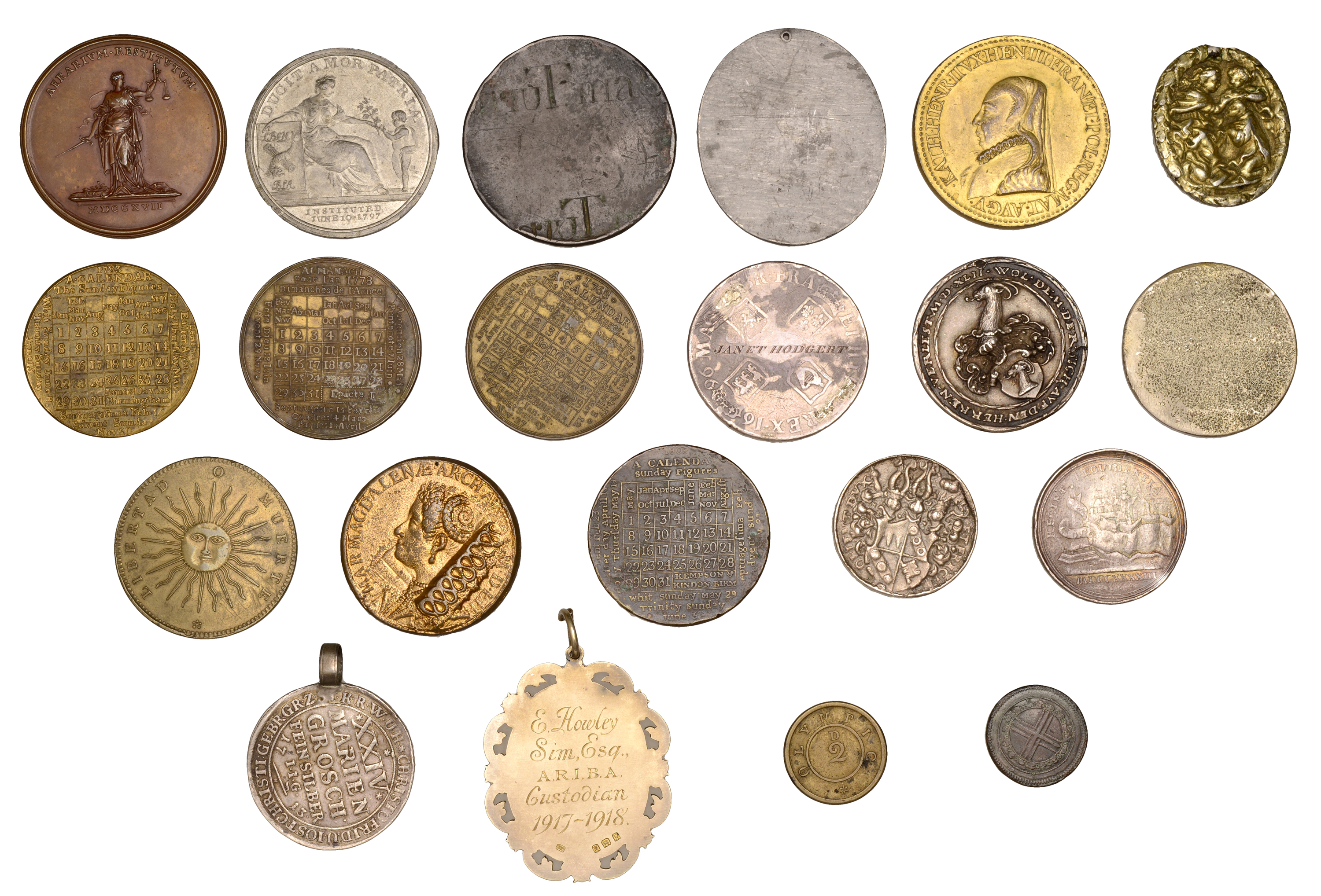 Miscellaneous World medals, medalets, etc, in silver (7), base metal (14) [21]. Varied state... - Image 2 of 2