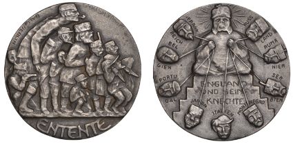 GERMANY, Entente, 1917, a cast iron medal by H. Harders for Ball, allegorical representation...