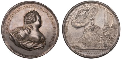 RUSSIA, Elizabeth, Coronation, 1742, a silver medal, unsigned, crowned bust right, Ð± Ð¼ ÐµÐ»Ð¸ÑÐ°.