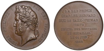 FRANCE, Visit of Prince Carl Bernhard of Saxe-Weimar to the Paris Mint, 1842, a bronze medal...