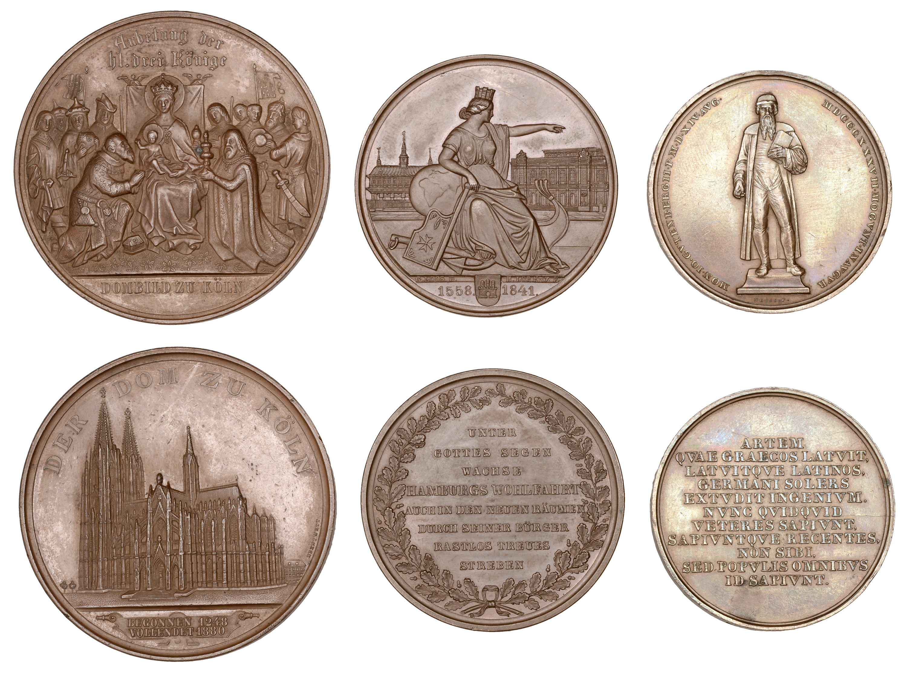 GERMANY, Erection of a Statue of Johannes Gutenberg in Mainz, 1837 a copper medal by F. Neus...