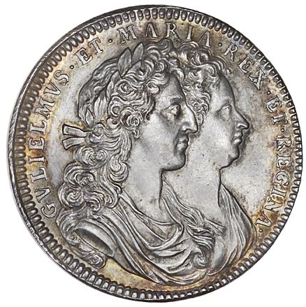 William and Mary, Coronation, 1689, a silver medal, unsigned [by J. Roettiers], conjoined bu...