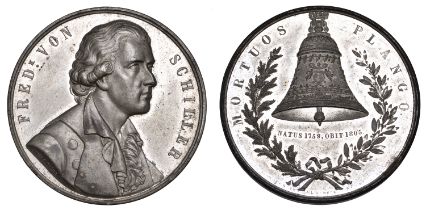 GERMANY, Death of Friedrich von Schiller, 1805, a white metal medal by Allen & Moore, bust t...
