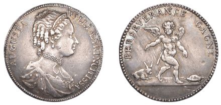 Augusta, Princess of Wales, a silver counter, unsigned and undated, bust right, rev. perseve...