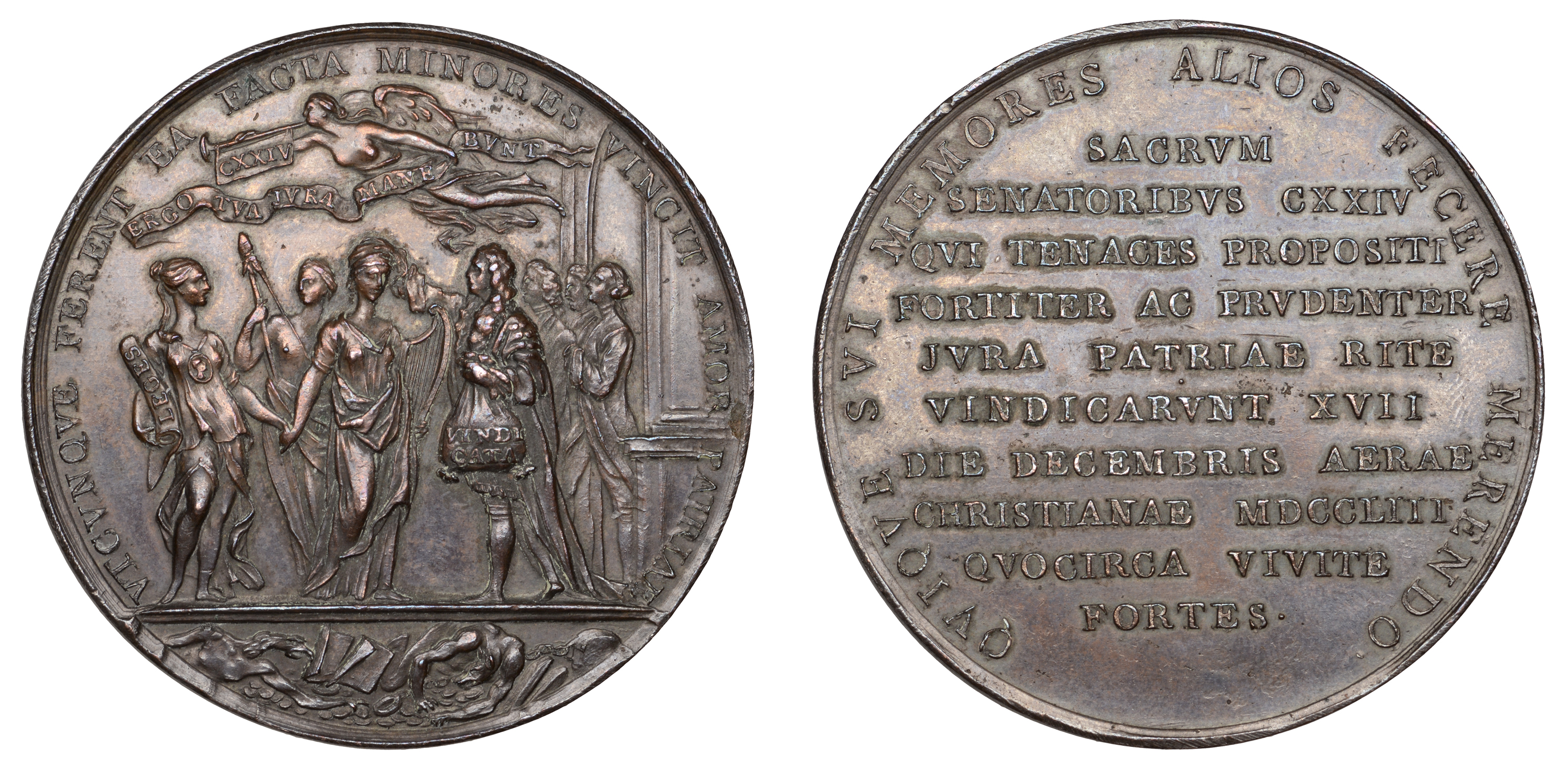 Irish Surplus Revenue Dispute, 1753, a copper medal, unsigned, Speaker of the Irish Parliame...