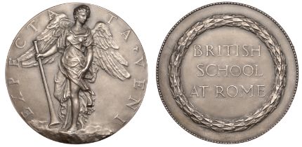 General, British School at Rome, Rome Prize for Sculpture, a large matt silver award medal b...