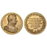 FRANCE, Marquis de Lafayette, 1830, a bronze-gilt medal by F. Caunois, uniformed bust right,...
