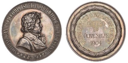 GERMANY, Gustav Ernest's Conservatoire of Music, a silver medal by Lauer, bust of Beethoven...