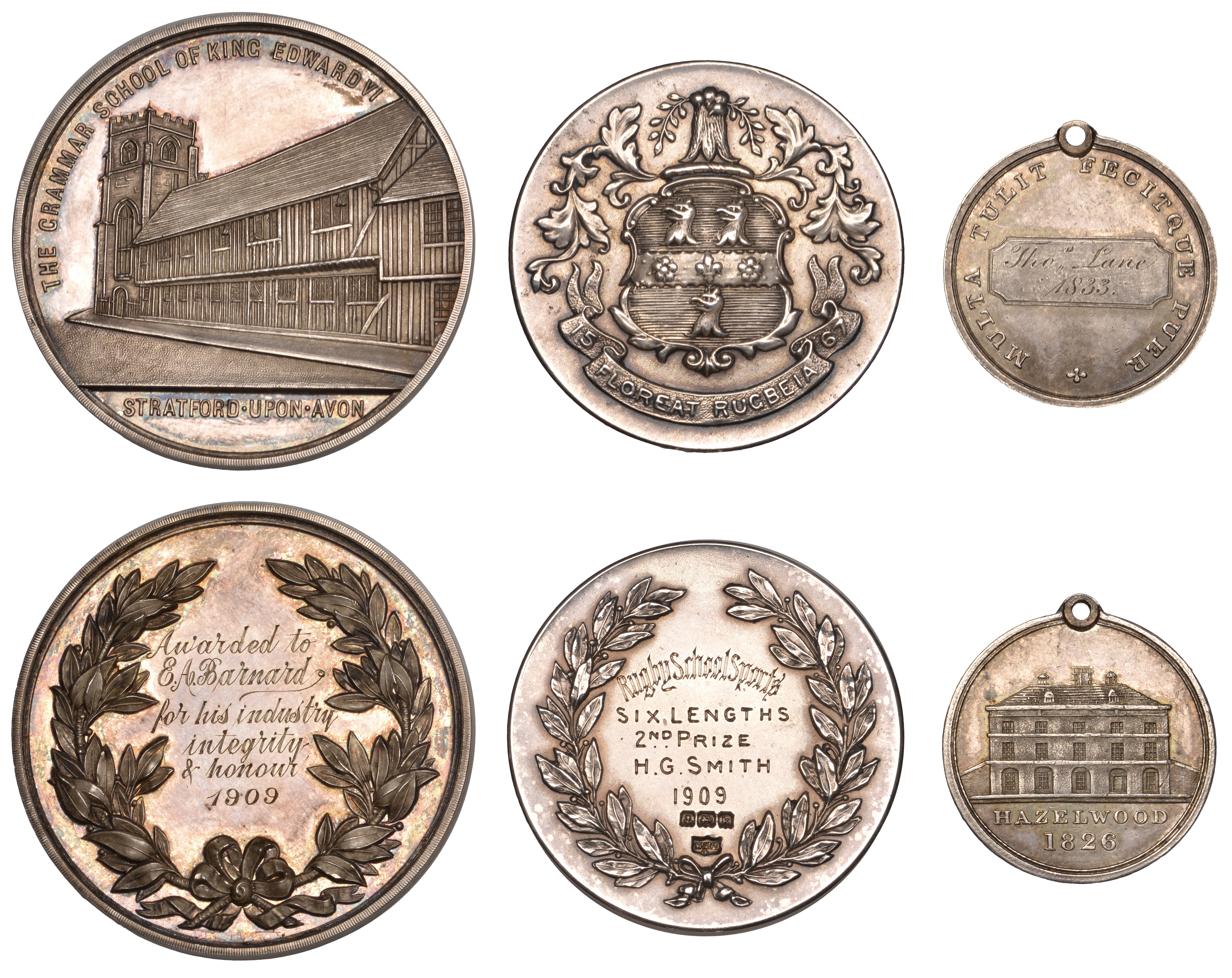 Local, WARWICKSHIRE, Birmingham, Hazelwood School, Edgbaston, 1826, a silver award medalet,...