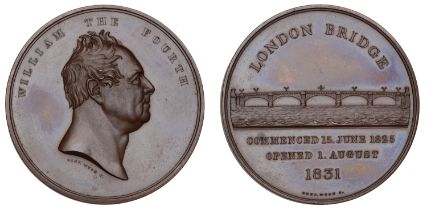 Opening of London Bridge, 1831, a bronze medal by B. Wyon, bust of William IV right, rev. vi...