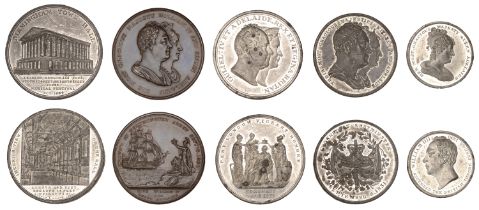 William IV, Accession, 1830, a white metal medal, unsigned, 35mm (BHM 1427); William IV, Cor...