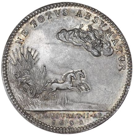 William and Mary, Coronation, 1689, a silver medal, unsigned [by J. Roettiers], conjoined bu... - Image 2 of 2