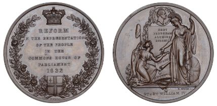 The Reform Bill, 1832, a bronze medal by B. Wyon for the Corporation of London, crowned lege...