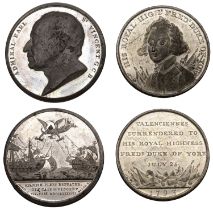 Capitulation of Valenciennes, 1793, a pewter medal by W. Mainwaring, bust three-quarters lef...