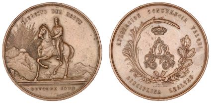 SPAIN, Army of the North, 1878, a bronze medal by P. Vidal for Castells, Alfonso XII on hors...