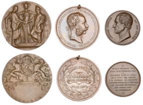 BELGIUM, Death of Leopold I, 1865, a bronze medal by J. Wurden, 50mm; International Expositi...