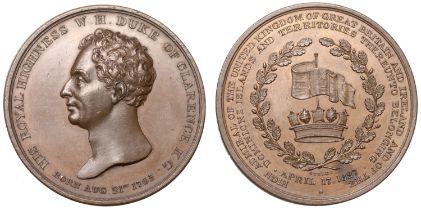 Duke of Clarence Appointed Lord High Admiral, 1827, a copper medal by J. Ottley, bust left,...