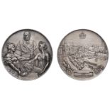 AUSTRIA, Franz Joseph I, Golden Jubilee, 1898, a silver medal by A. Scharff, bust of Franz J...