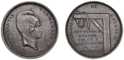 POLAND / FRANCE, Massacre in Galicia, 1846, a cast bronze medal by D. d'Angers, head left we...