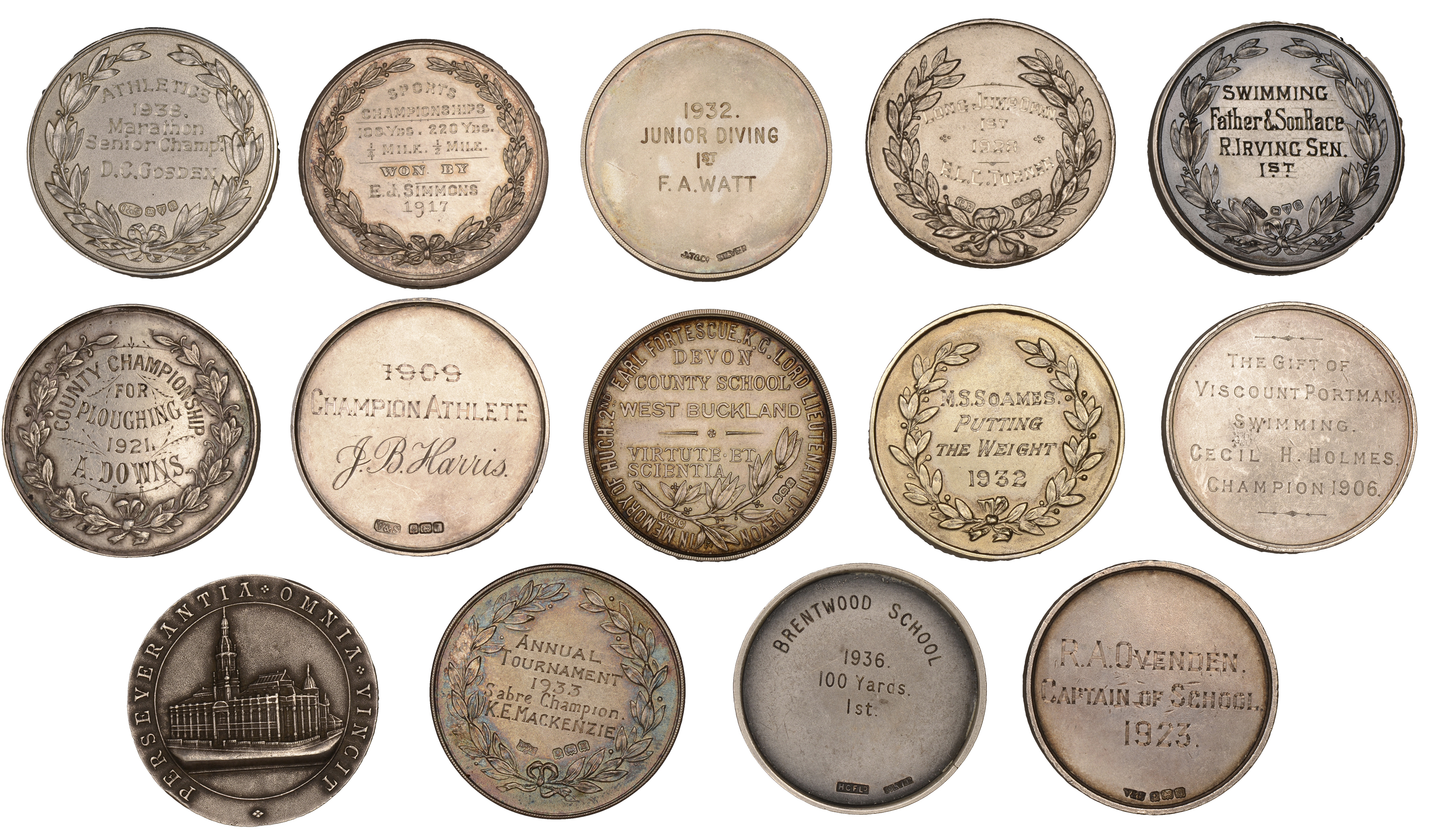 Miscellaneous, Educational award medals in silver (14), all 20th century, from Bradford, Bre... - Image 2 of 2