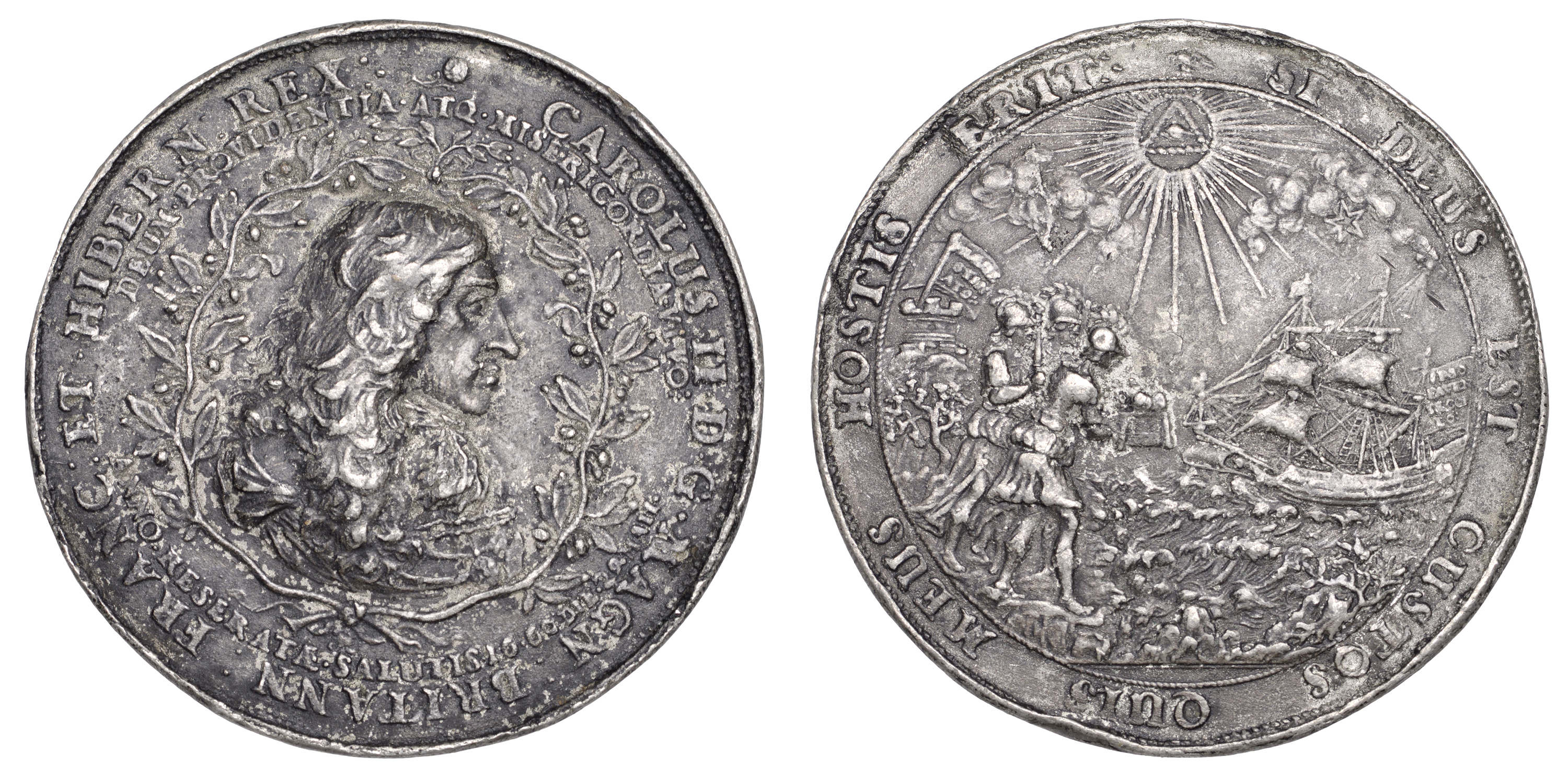 Charles II, Landing at Dover, 1660, a contemporary (?) copy in white metal of the medal by J...