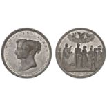 Marriage of Victoria and Prince Albert of Saxe-Coburg-Gotha, 1840, a white metal medal by G....