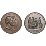 William IV, Coronation, 1831, a copper medal by T. Halliday, conjoined heads right, rev. Kin...