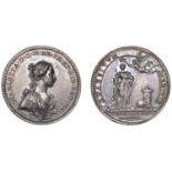 Queen Charlotte, Coronation, 1761, a silver medal by L. Natter, draped bust right, rev. Fame...