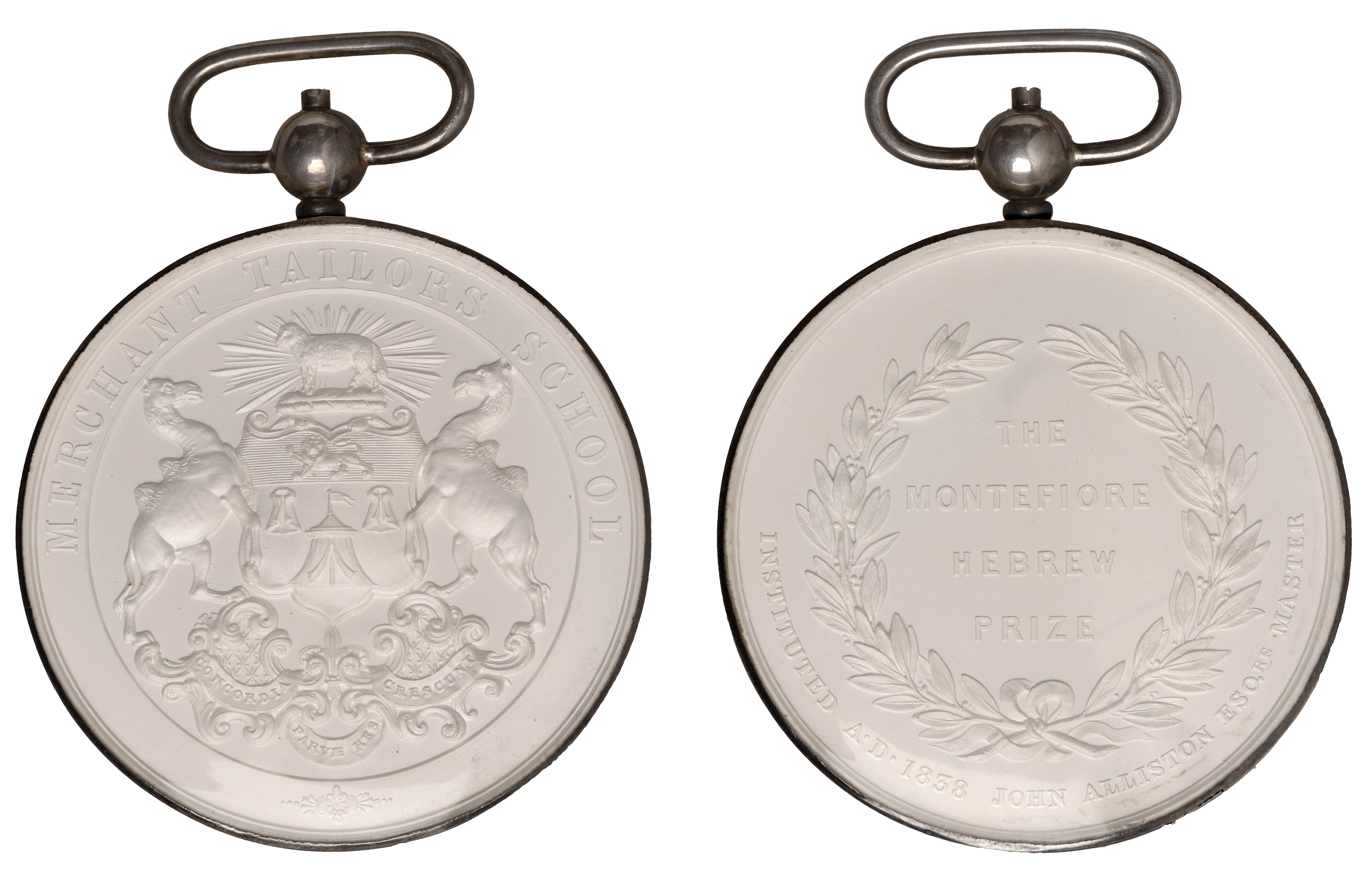 Local, LONDON, Merchant Tailors' School, Montefiore Hebrew Prize, 1838, a frosted silver med...