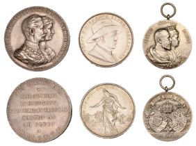 GERMANY, 80th Birthday of Otto von Bismarck, 1895, a silver medal by Oertel, 38mm; Wedding A...