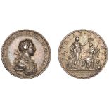 George III, Coronation, 1761, a silver medal by L. Natter, laureate bust right, rev. king, c...