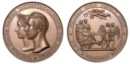 Marriage of Victoria and Prince Albert, 1840, a copper medal by F.F. Helfricht, conjoined he...