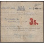 Siege of Mafeking, 3 Shillings, January 1900, serial number A3636, serial number struck...