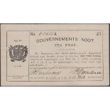 Gouvernements Noots, Â£1, Ta Velde, 1 May 1902, serial number 60525A, the usual spindle...