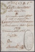 Siege of Palmanova, 2 Lire, 1814, serial number 268, three manuscript signatures, an...