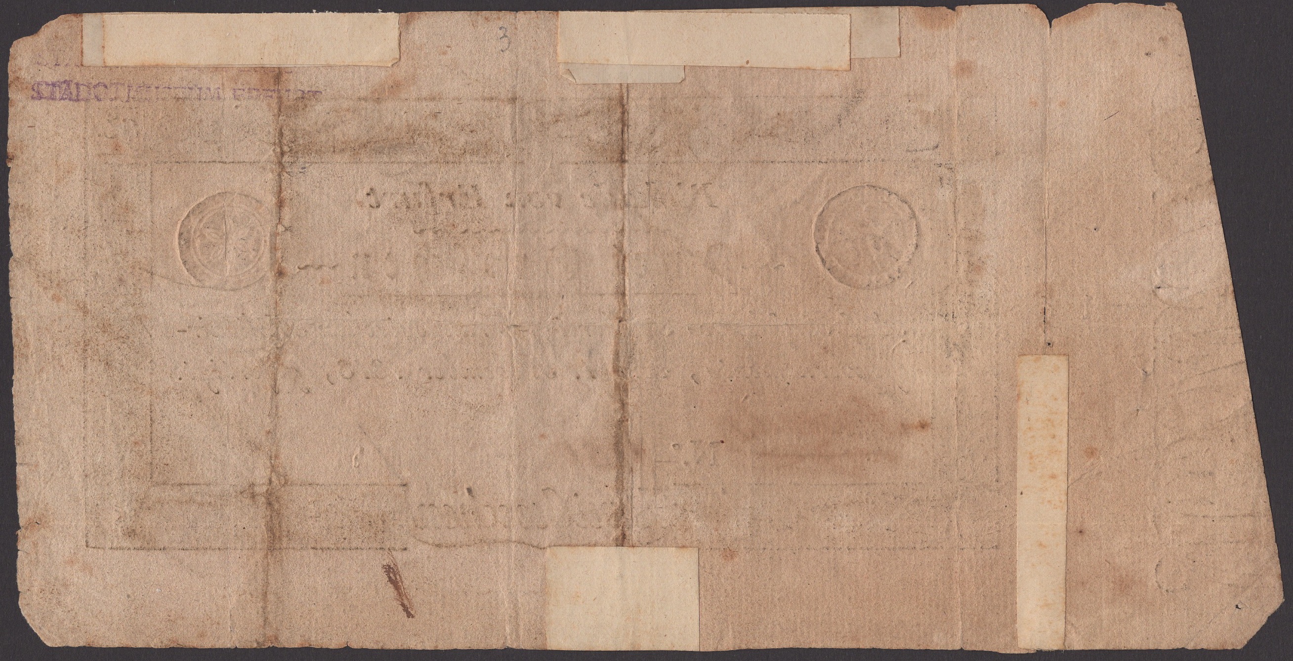 Siege of Erfurt, 2 Groschen, 1 November 1813, serial number 980, with two impressed stamps,... - Image 2 of 2