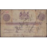 Green Point Track POW camp, issued 1 Shilling, 10 June 1900, serial number 218, with...
