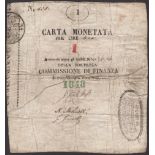 Siege of Palmanova, 1 Lira, hand-written value, 1848, serial number 328, four manuscript...